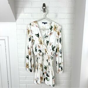 Shore Floral Smocked Waist Mini Dress Size XS